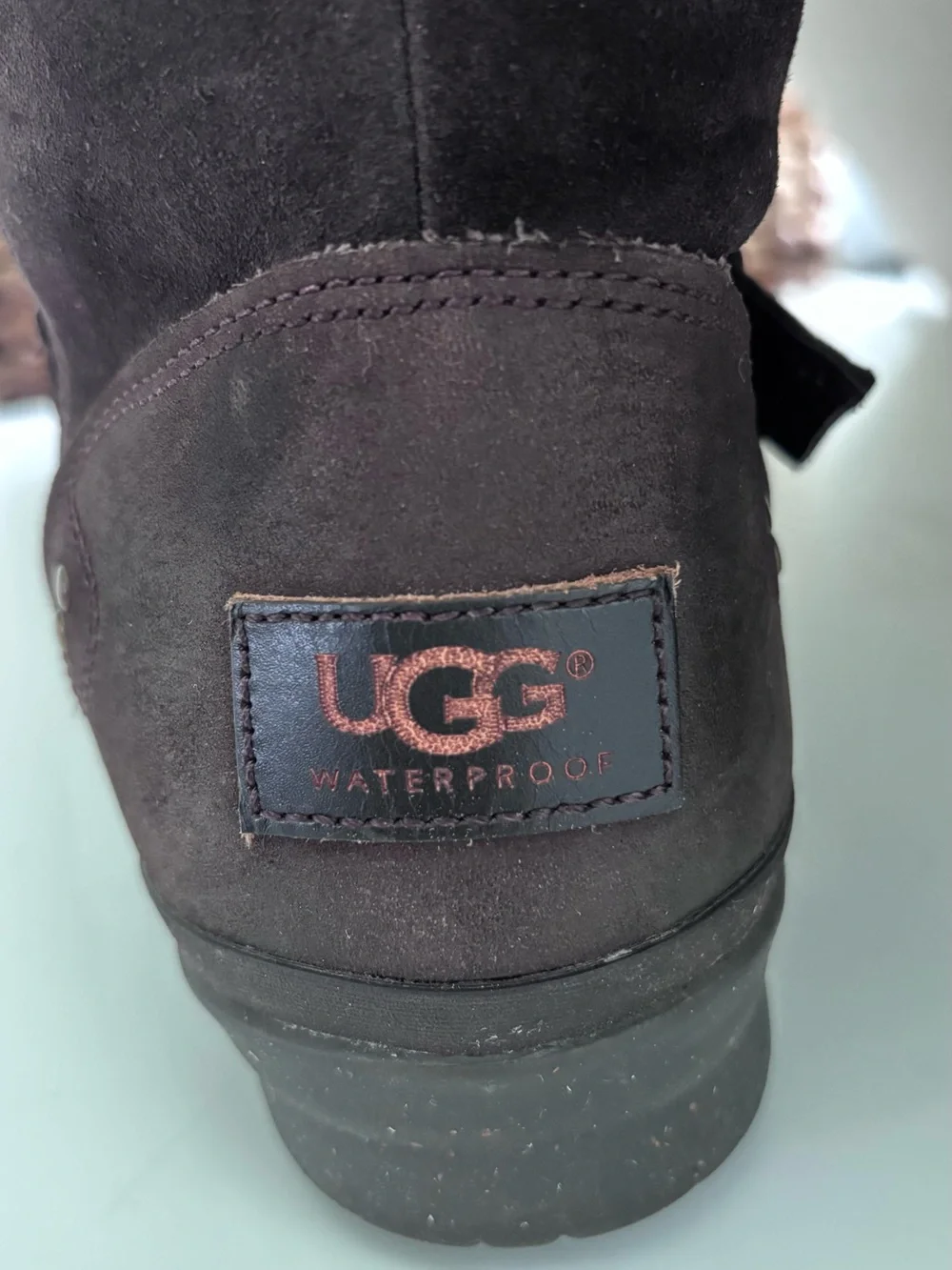 UGG Australia Waterproof Women's Tall Brown Suede Boots with Sheep Skin